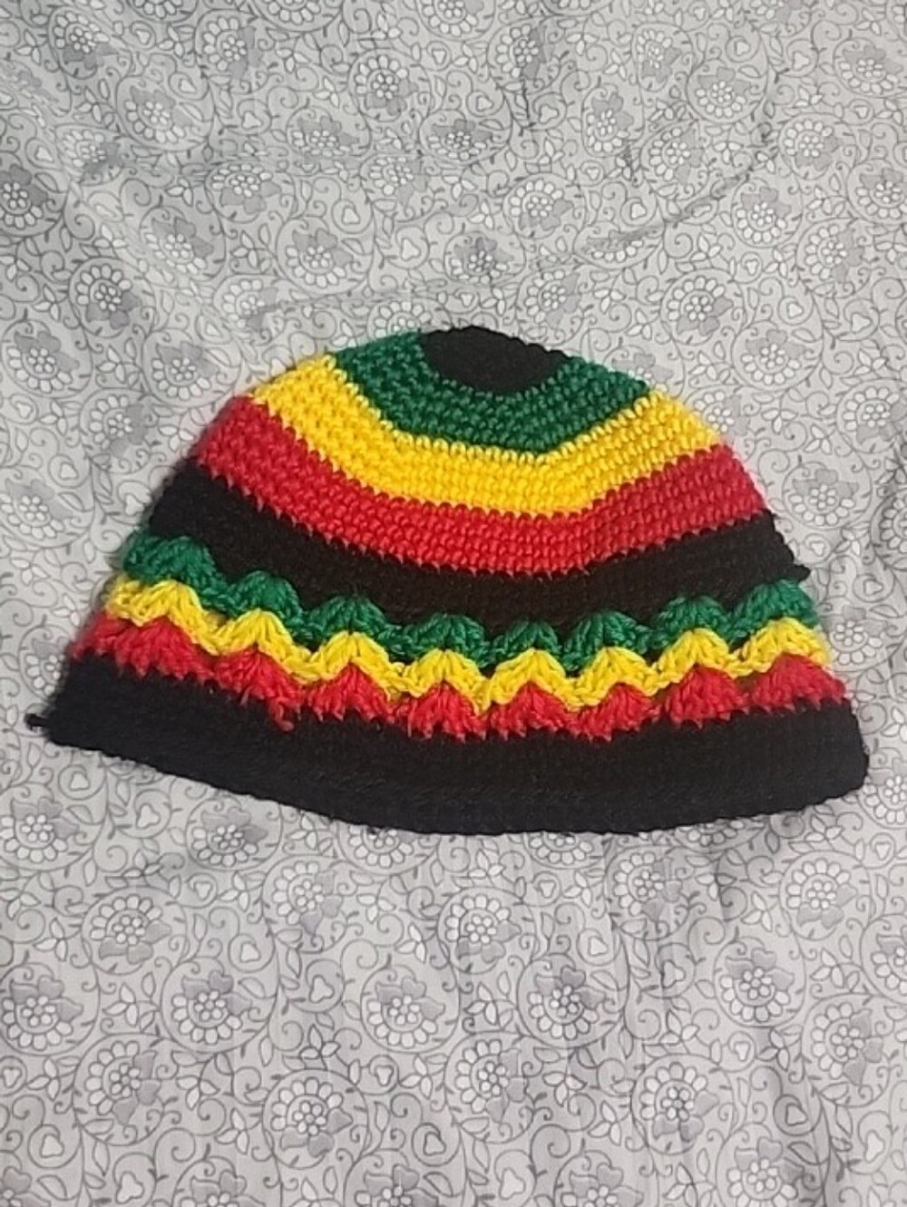 Kids Beanie Rasta Yellow Green Red Black Colorful Handmade Knit Crochet Cap